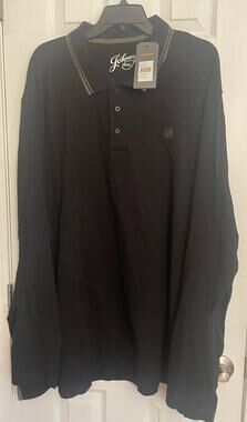 Johnny Bigg Hudson White Tipped on Black Long Sleeved Polo, A41